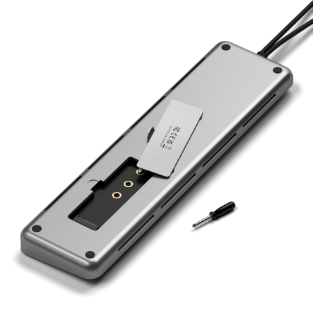 Satechi Dual Dock Stand - stacja dokująca do MacBook z podwójnym USB-C (USB-C PD 75W, 2x USB-C 5Gbps i 10 Gbps, 2x HDMI 2.0, 1x DisplayPort 1.4, 2x USB-A 5Gbps i 10 Gbps, Gigabit Ethernet, 1x M.2 SATA/NVMe SSD Port) (space gray)