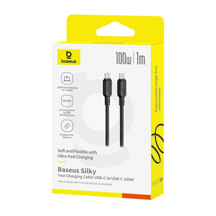 Kabel Baseus Silky Series 100W USB-C - USB-C 1m - czarny