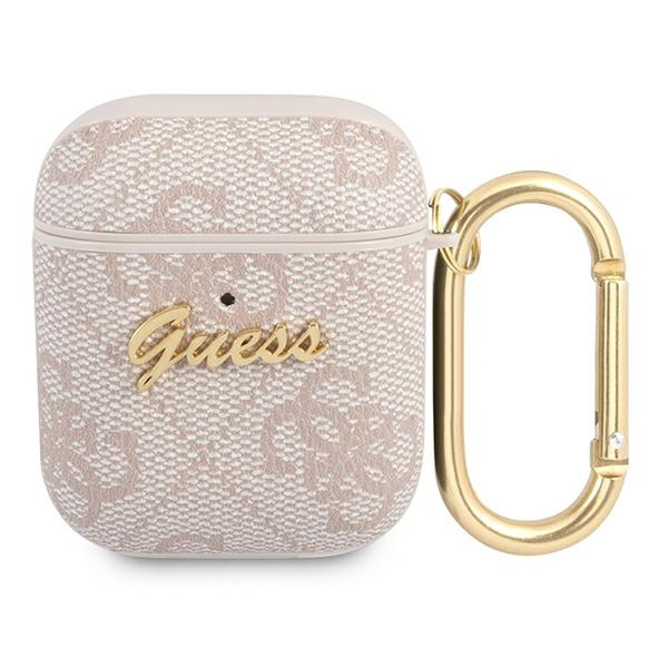 Cover GUESS Apple AirPods 4G Script Metal Collection Custodia rosa