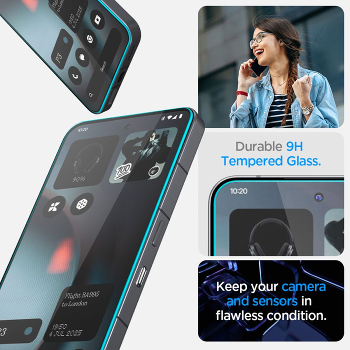 Vidrio Templado Spigen GLAS.TR "EZ FIT" 2-PACK NADA TELÉFONO 3 TRANSPARENTE