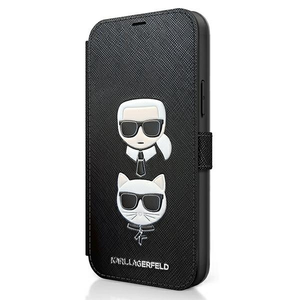 KARL LAGERFELD Apple iPhone 12 Mini 5.4 Book Saffiano Karl & Choupette KLFLBKP12SSAKICKCBK Hülle Schwarz