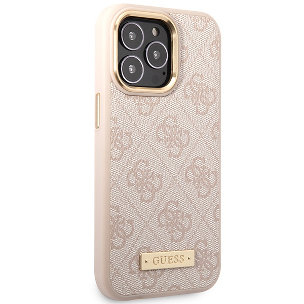 Guess GUHMP14XU4GPRP iPhone 14 Pro Max 6.7" pink/pink hard case 4G Logo Plate MagSafe