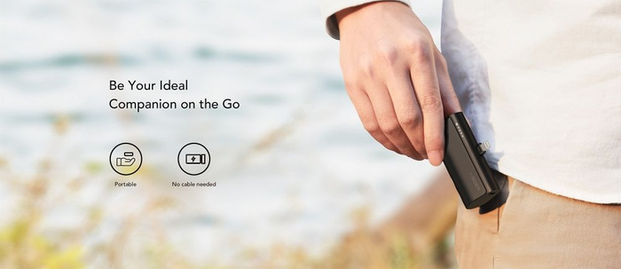 Powerbank Veger PlugOn (W0556P) PD QC3.0 3A 20W 5000 mAh z wbudowanym złączem Lightning czarny