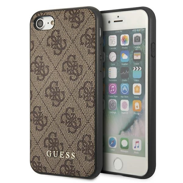 Guess GUHCI8G4GFBR iPhone SE 2022 / 2020 / 7 / 8 braun/braun hart case 4G Metall Gold Logo
