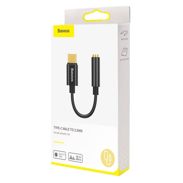Adaptateur casque Baseus L54 USB-C vers jack audio 3,5 mm DAC 24 bits 48 KHz noir (CATL54-01)