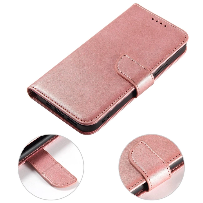 Magnet Case elegancki futerał etui pokrowiec z klapką i funkcją podstawki iPhone 14 Plus różowy