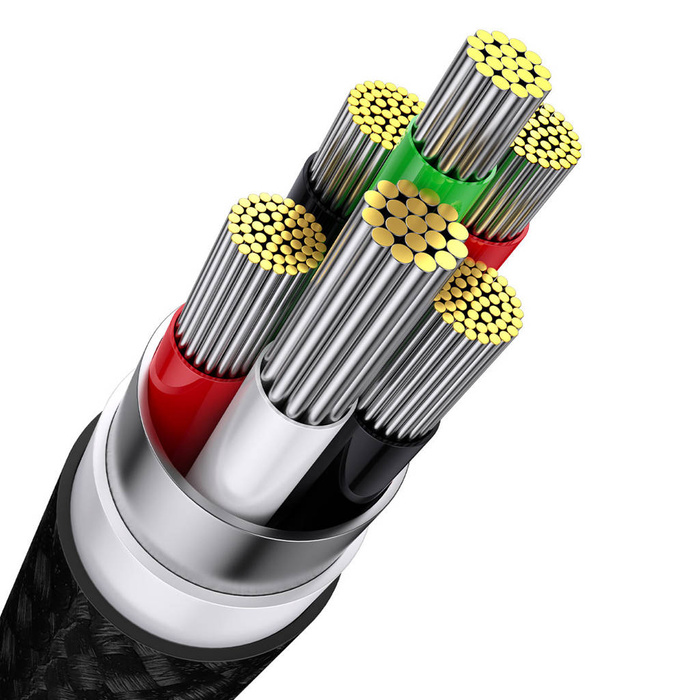 Baseus Flash Series Ⅱ Cable de carga rápida 3 en 1 USB-A a USB-C / Micro-USB / Lightning 66W 480Mbps 1.2m Negro