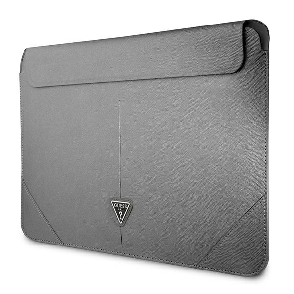 Pouzdro GUESS Laptop 13 14 Sleeve Saffiano Triangle Logo Silver Case