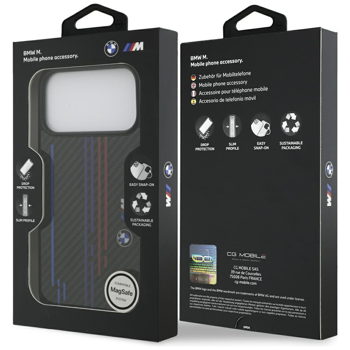 Etui BMW M Kevlar Lines & Logo MagSafe   do iPhone 17 Pro Max czarny
