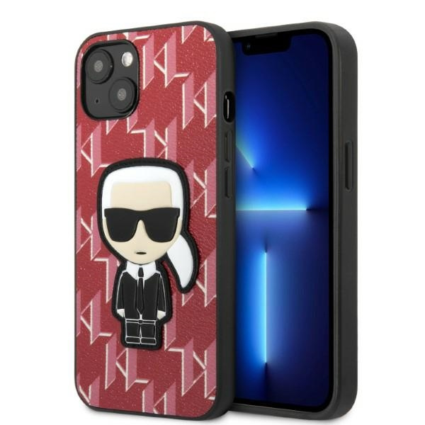 Hülle Karl Lagerfeld Klhcp13spmnikpi iPhone 13 Mini 5,4" Hardcase Rot/rot Monogramm Iconik Patch Case