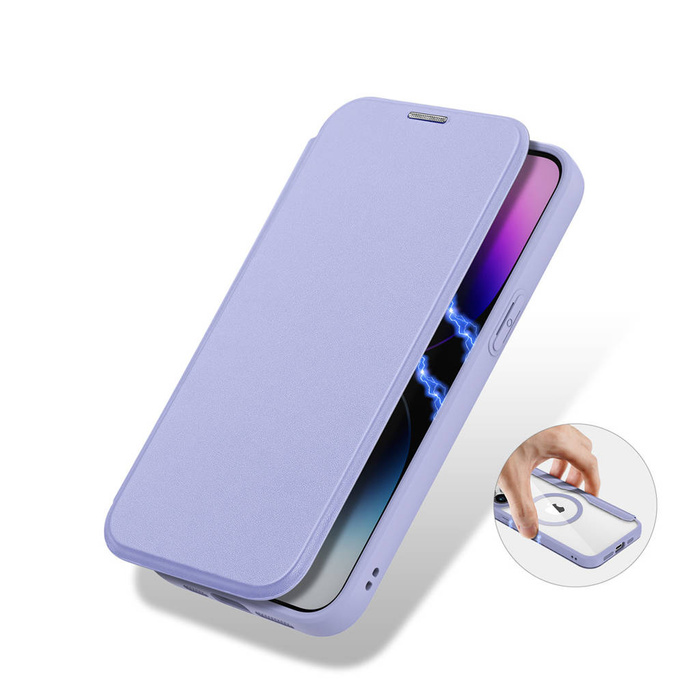 Funda con tapa magnética MagSafe Dux Ducis Skin X Pro para iPhone 15 Pro - Púrpura