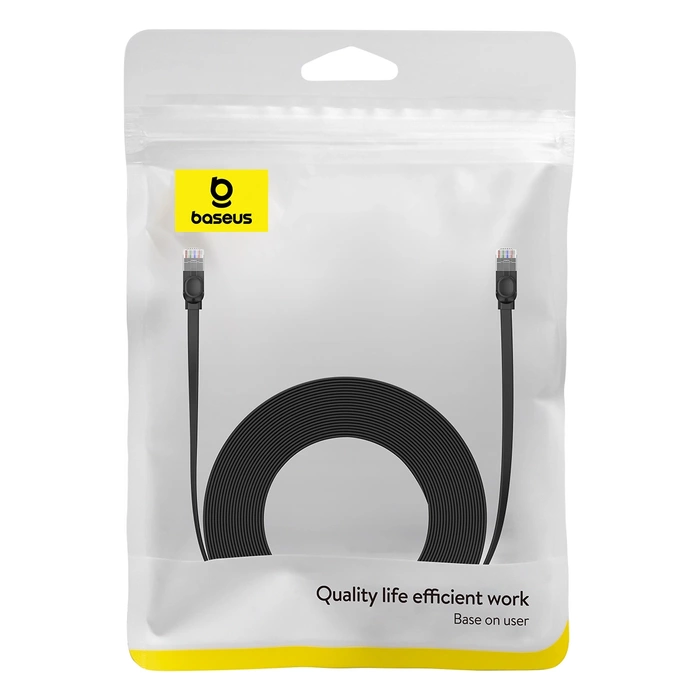 Płaski kabel sieciowy Baseus Ethernet RJ45, Cat.6, 12m (czarny)