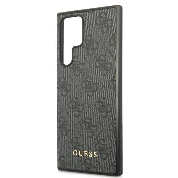 Cover GUESS Custodia rigida per Samsung Galaxy S22 Ultra 4G in metallo dorato con logo grigio