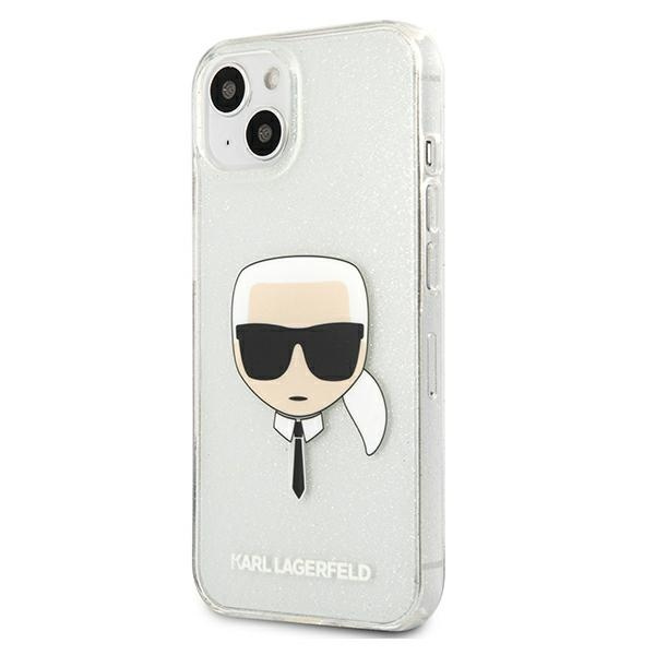 Cover KARL LAGERFELD Apple iPhone 13 Mini Glitter Karl's Head Silver Hardcase