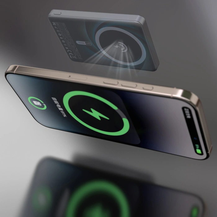 Powerbank Dudao K28 10000mAh PD 22.5W z MagSafe z metalową obudową i pierścieniem-podstawką - srebrny