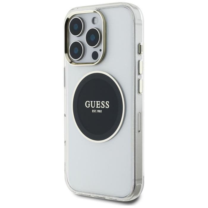 Etui Guess IML Metal Colored Circle      Classic Logo MagSafe do iPhone 16 Pro czarny