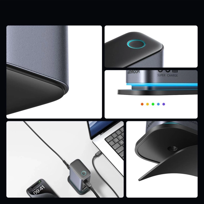 Joyroom JR-TCM02 GaN 65W Ladegerät Ladestation 4xUSB-C 2xUSB-A UK Stecker - grau