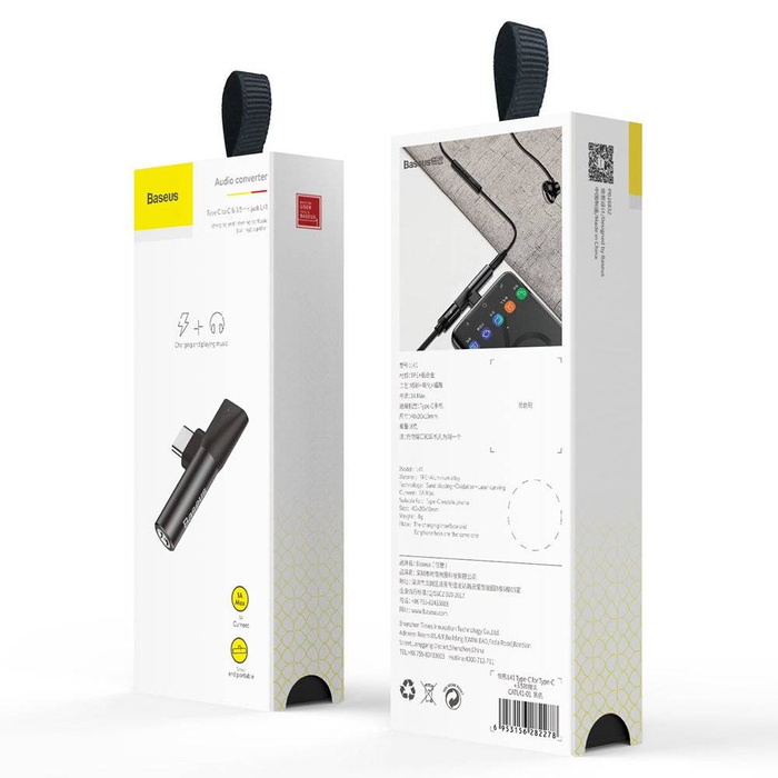 Baseus Audio Converter L41 Adapter Splitter von USB-C auf USB-C Laden + 3.5mm Jack Kopfhörer schwarz (CATL41-01)