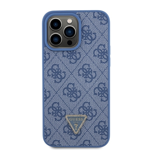 Funda Guess GUHCP15XP4TDPB iPhone 15 Pro Max 6.7" azul/azul durocase Piel 4G Triángulo Strass Case
