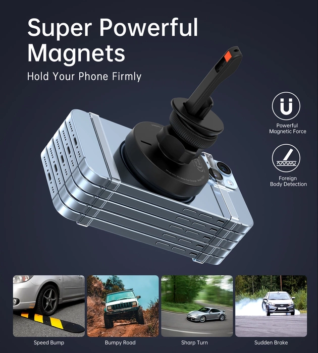 Supporto magnetico Choetech T205-F con caricatore induttivo da 15 W - nero