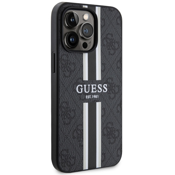 Case Guess GUHMP13XP4RPSK iPhone 13 Pro Max 6.7" black/black hardcase 4G Printed Stripes MagSafe Case