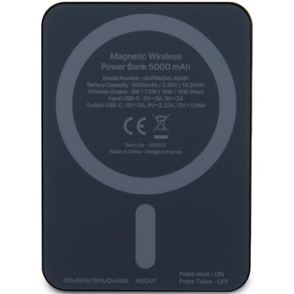 Guess Powerbank indukcyjny 15W GUPBM5ALGSGK 5000mAh czarny/black MagSafe Metal Script Logo