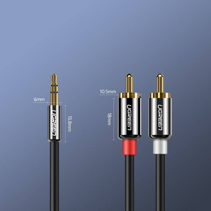 Ugreen 3,5 mm mini jack - 2RCA aucio cable 3m black (10590)