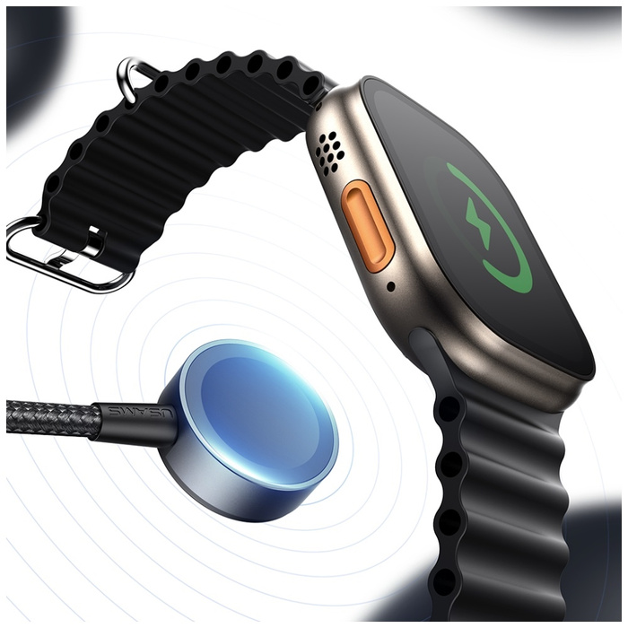 Kabel USAMS Huan 72W USB-C do USB-C z Ładowarką Bezprzewodową do Zegarka SJ754 Matowy