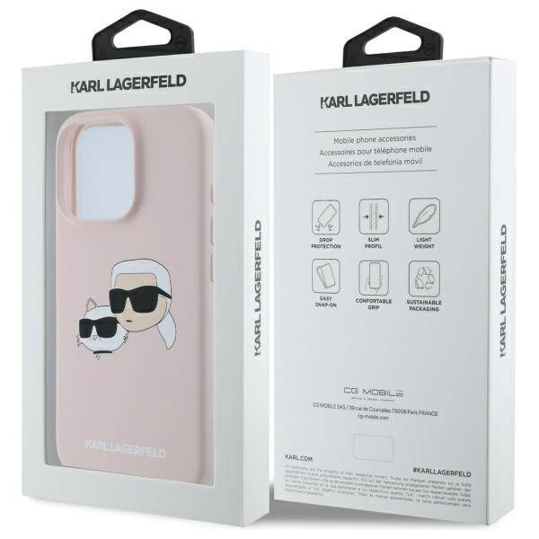 Etui Karl Lagerfeld iPhone 16 Pro Max różowy/pink HC MagSafe Sil Double Heads Print