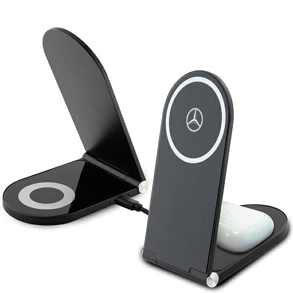 Mercedes składana ład. indukcyjna 2w1 MEMFBGSLK 15W czarny/black Silver Star MagSafe