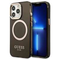 Hülle GUESS Apple iPhone 13 Pro Max Gold Outline Transluzent MagSafe Schwarz Hartcase