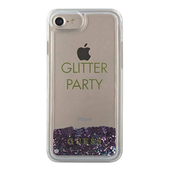 Telefontok guess Apple iPhone 6 7 7 8 SE 2020 lila/lila kemény tok Liquid Glitter Party GUHCP7GLUQPUU