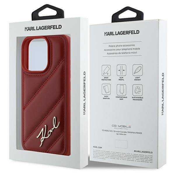 Etui Karl Lagerfeld iPhone 16 Pro 6.3" czerwony/red hardcase Quilted Signature