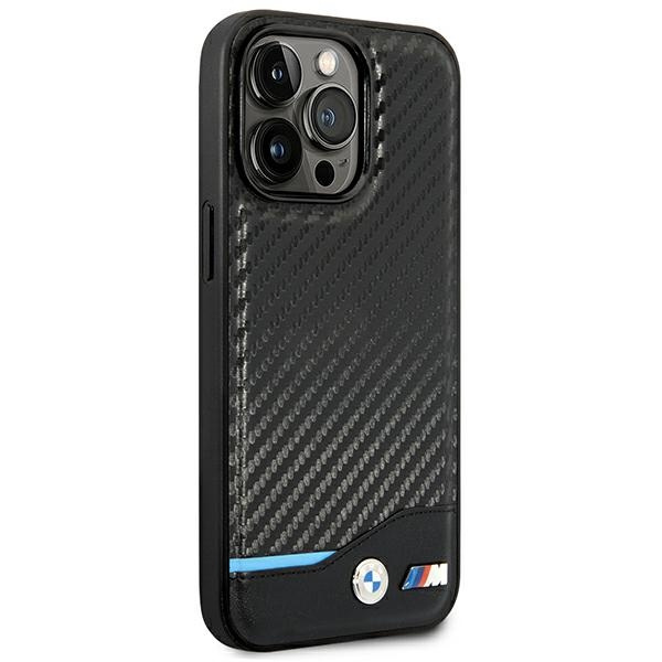 Hülle BMW BMHCP14L22NBCK iPhone 14 Pro 6.1" schwarz/schwarz Leder Carbon