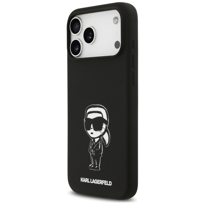 Etui Karl Lagerfeld Silicone Karl Sketch & Logo MagSafe do iPhone 17 Pro Max czarny