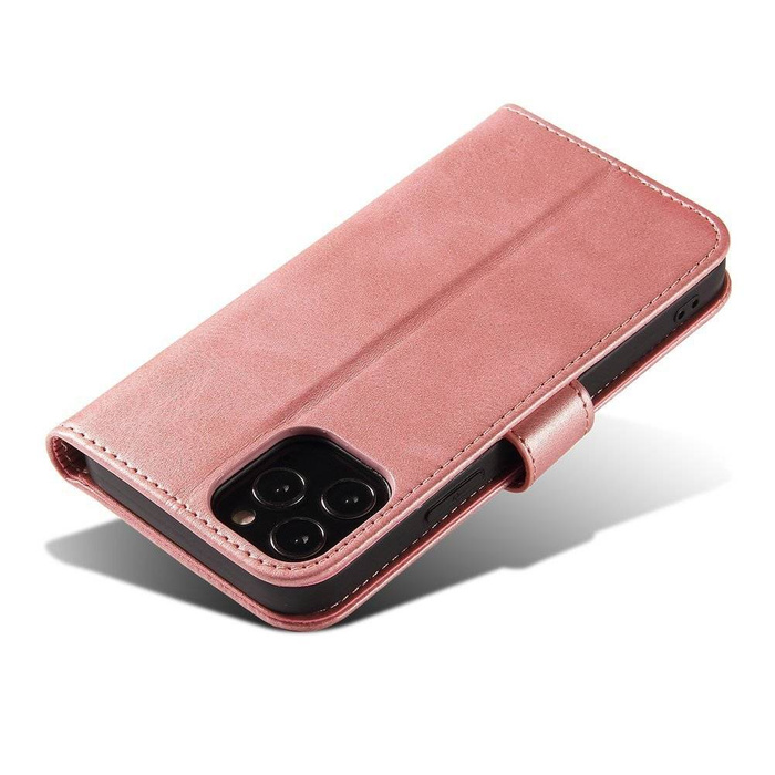 Magnet Case étui élégant coque couverture avec rabat et fonction stand iPhone 12 Pro Max rose