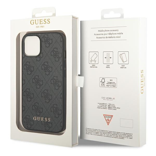 Case Guess iPhone 14 6.1" grey/grey hard case 4G Metal Gold Logo