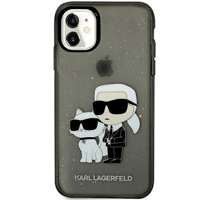 Hülle Karl Lagerfeld iPhone 11 / Xr 6.1" schwarz/schwarz hartcase Gliter Karl&Choupette