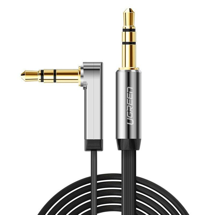Ugreen plochý úhlový kabel AUX audio kabel 3,5 mm mini jack 0,5 m černý (AV119 10596)