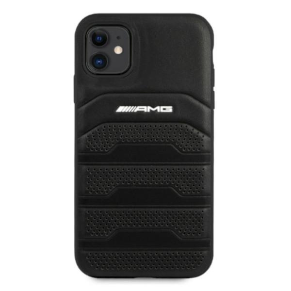 AMG AMHCN61GSEBK iPhone 11 6.1" black/black hardcase Leather Debossed Lines