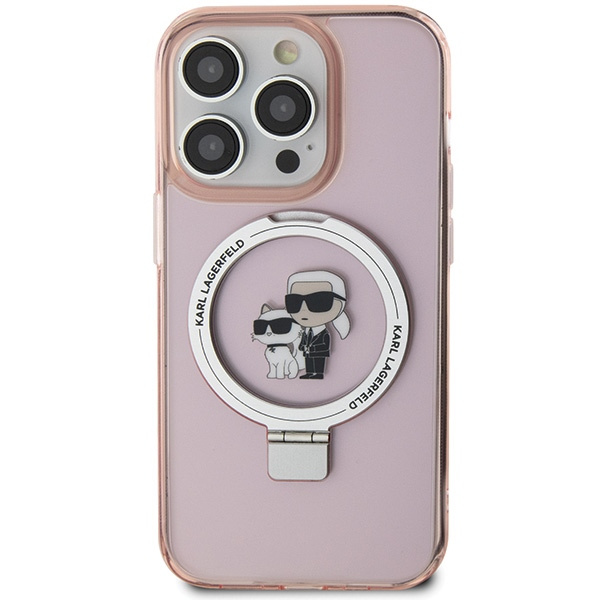 Coque Karl Lagerfeld KLHMP15LHMRSKCP iPhone 15 Pro 6.1" pink/pink hardcase Ring Stand Karl&amp;Choupettte MagSafe Case