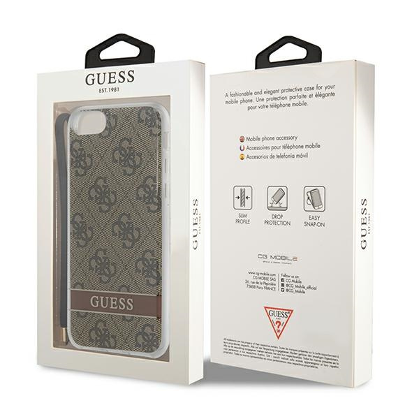 Case GUESS Apple iPhone SE 2022 SE 2020 7 8 4G Print Strap Brown Hardcase