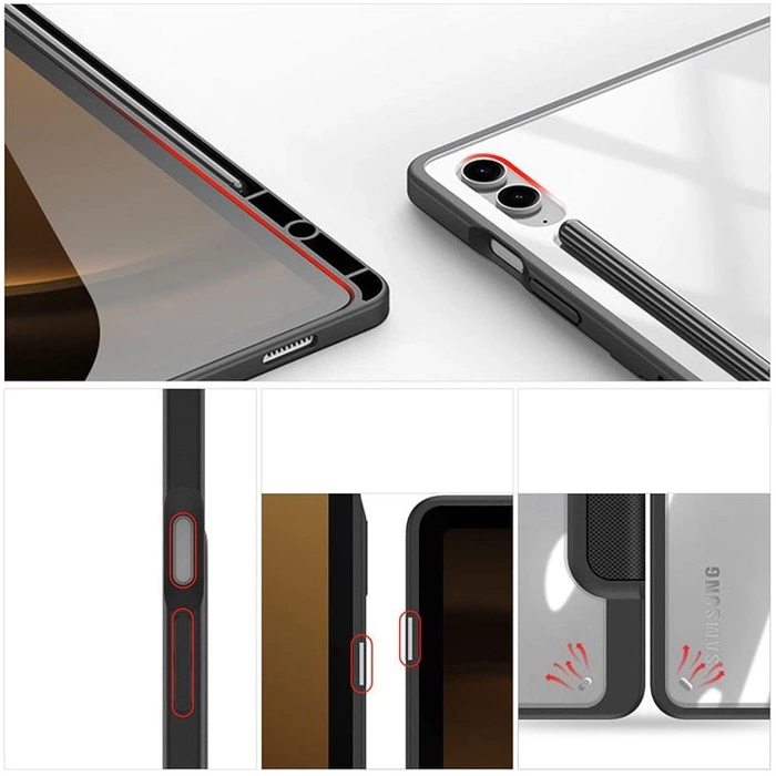 Custodia Dux Ducis Toby con supporto a ribalta per Samsung Galaxy Tab S9 FE - nera