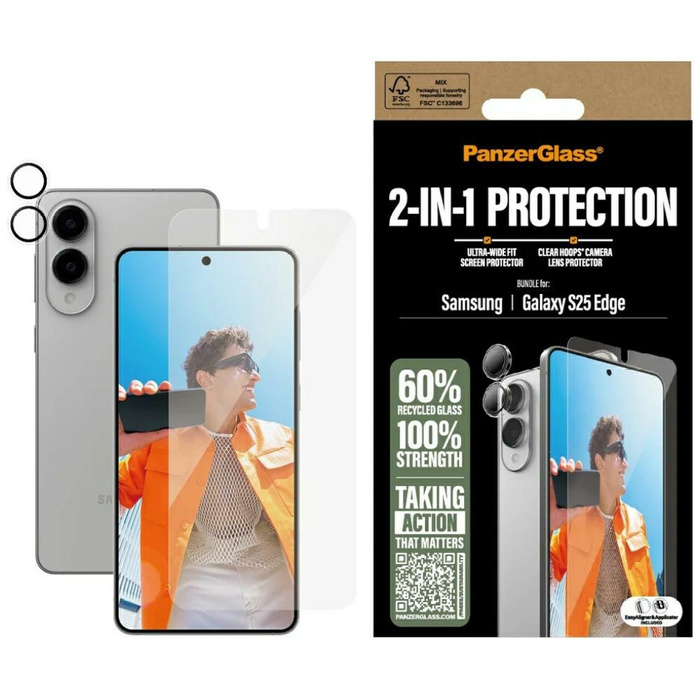 Zestaw ochronny PanzerGlass Hoops+UWF    2w1 Szkło+Lens do Samsung Galaxy S25 Edge
