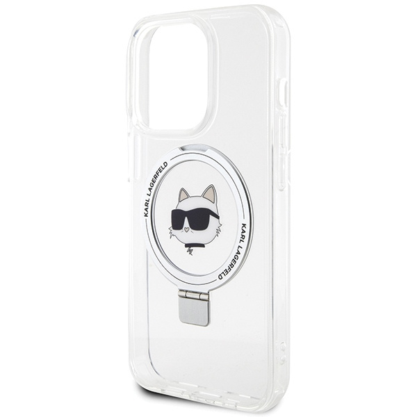 Coque Karl Lagerfeld KLHMP15XHMRSCHH iPhone 15 Pro Max 6.7" blanc/blanc durcase Ring Stand Choupette Head MagSafe Case