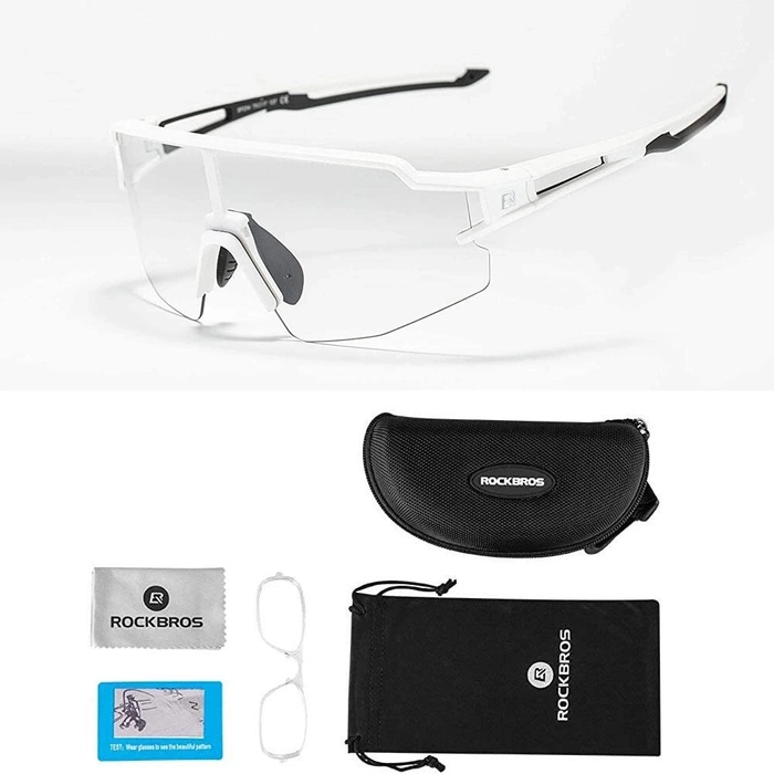 Lunettes de vélo photochromiques UV400 Rockbros 10172 blanches