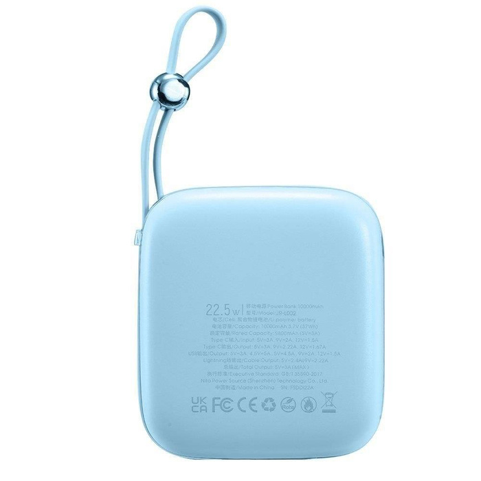 Joyroom Powerbank 10000mAh Jelly Series 22.5W mit eingebautem Lightning Kabel blau (JR-L003)