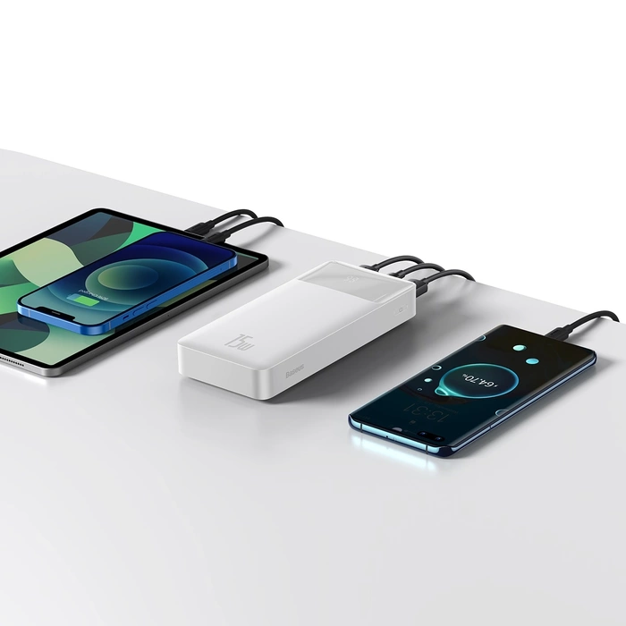 Power Bank de carga rápida Baseus Bipow 20000mAh 15W blanco (Overseas Edition) + cable USB-A - Micro USB 0.25m blanco (PPBD050102)