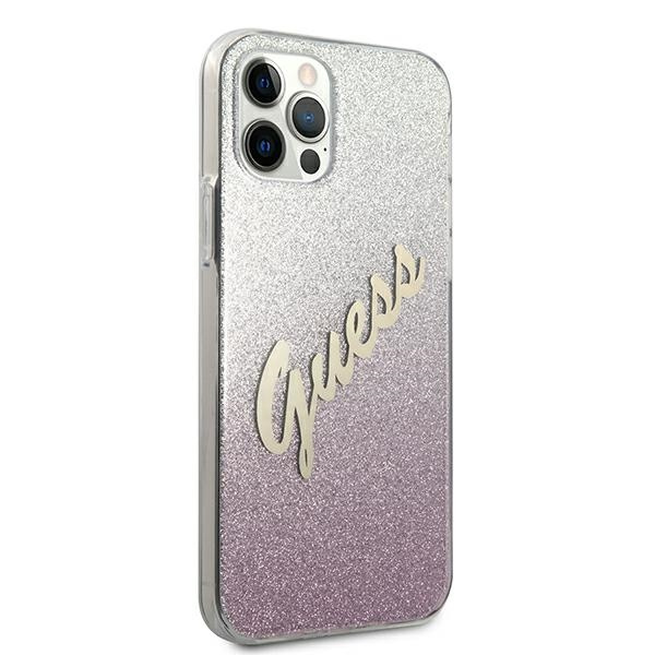 Coque GUESS Apple iPhone 12 Pro Max Glitter Gradient Script GUHCP12LPCUGLSPI Pink Hardcase