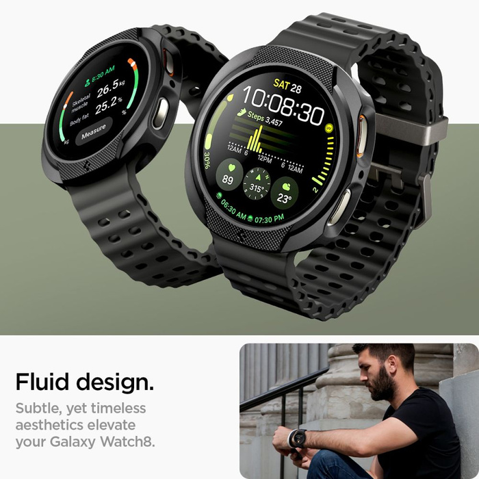 SPIGEN HÜLLE SAMSUNG GALAXY WATCH 8 44 MM LIQUID AIR MATT SCHWARZ